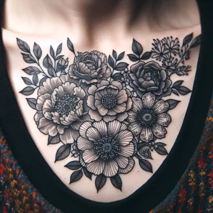 Тату между грудью: Искусство и Символизм Цветочных Мотивов